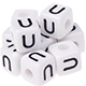 500 Kunststoff-Buchstabenwürfel in 10 mm – weiß : U