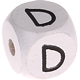 Geprägte Buchstabenwürfel in 10 mm - weiß : D