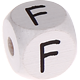 Geprägte Buchstabenwürfel in 10 mm - weiß : F