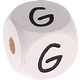Geprägte Buchstabenwürfel in 10 mm - weiß : G