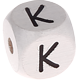 Geprägte Buchstabenwürfel in 10 mm - weiß : K