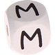Geprägte Buchstabenwürfel in 10 mm - weiß : M