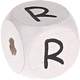 Geprägte Buchstabenwürfel in 10 mm - weiß : R
