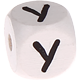 Geprägte Buchstabenwürfel in 10 mm - weiß : Y