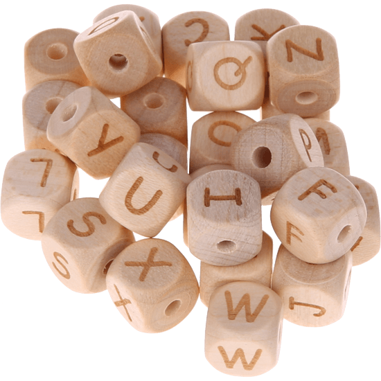Laser-engraved letter cubes in 10 mm – pure