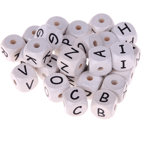 Geprägte Buchstabenwürfel in 10 mm - weiß